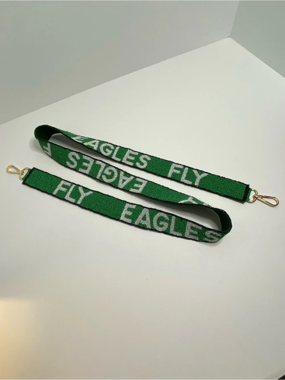 Philadelphia Eagles Lanyard Fly Eagles Fly Logo Beaded Kelly Green With Clips